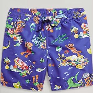 Polo by Ralph Lauren Blue Swim Trunks with Playful Print